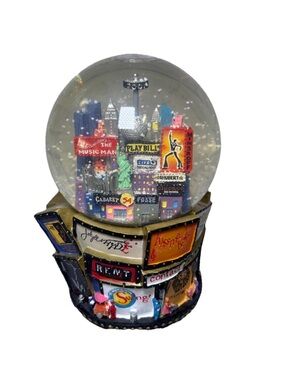 Broadway Cares 2001 New York City Theater Billboard Musical Snow Globe Tested
